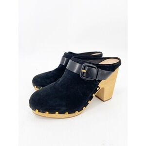 Veronica‎ Beard Dacey Black Suede Studded Block Clog 11 NEW